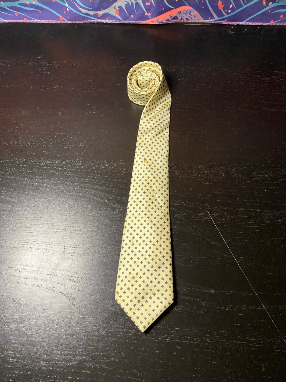 Men's Yellow Patterned Silk Tie - Classic Polka Design